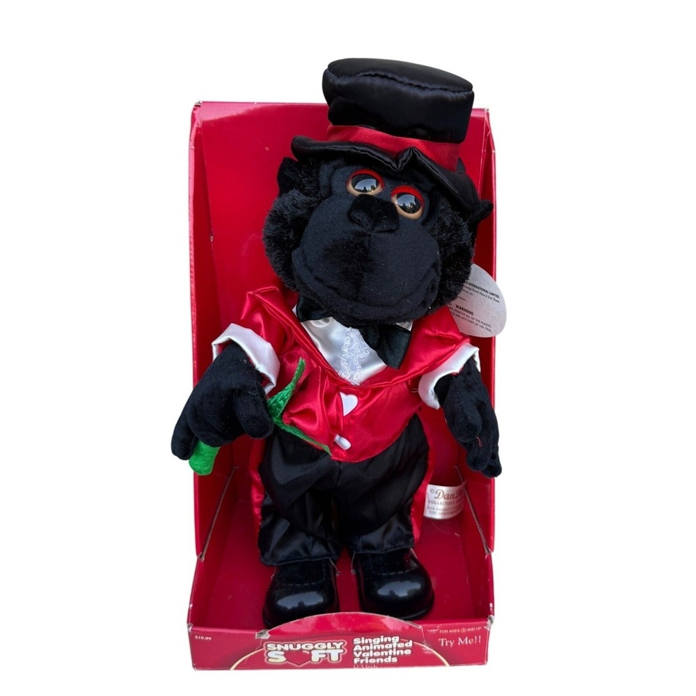 Dan Dee Singing Animated Valentine Gorilla What a Wonderful World Tuxedo Plush